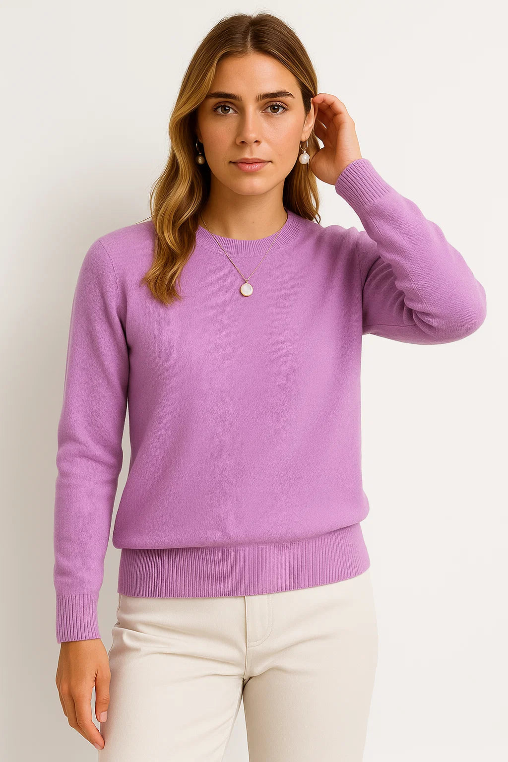 Womens Sweater O-Neck Gray Wool Casual Pullover Autumn Winter Knitwear 6