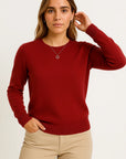 Womens Sweater O-Neck Gray Wool Casual Pullover Autumn Winter Knitwear 1