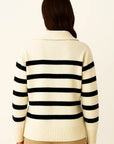 Womens Pullover Sweater Short Style Striped Zipper Spring Autumn Premium 3