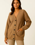 Womens Long Cardigan Sweater, High Elastic Knit V-Neck Loose Fit in Gray for Casual and Formal Wear 1