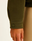 Womens Suede Bomber Jacket Loose Fit Long Sleeve Vintage Brown Green 2