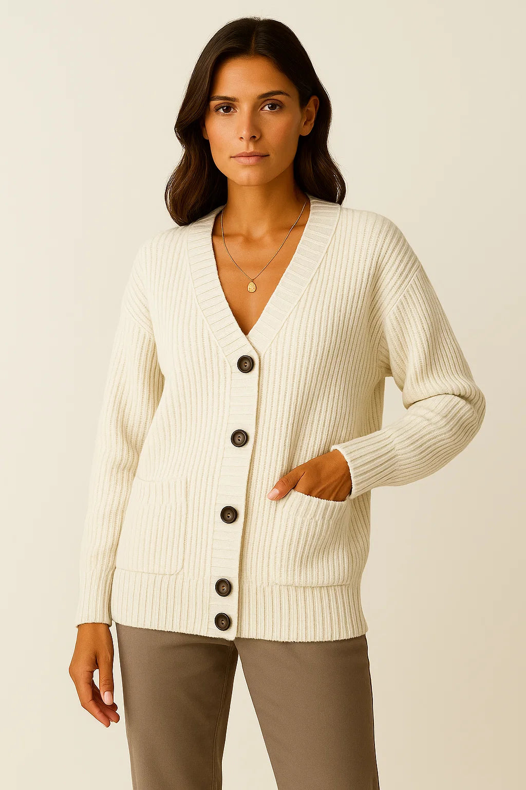 Womens Long Cardigan Sweater, High Elastic Knit V-Neck Loose Fit in Gray for Casual and Formal Wear 4