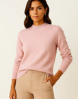 Womens Pullover Sweater Soft Knit Mock Neck Casual Gray 7