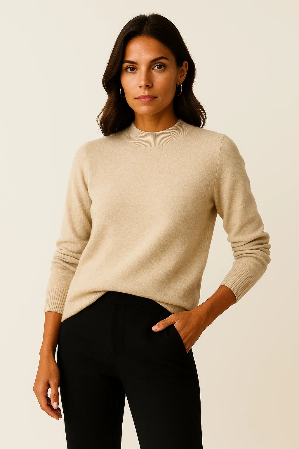 Womens Pullover Sweater Soft Knit Mock Neck Casual Gray 5