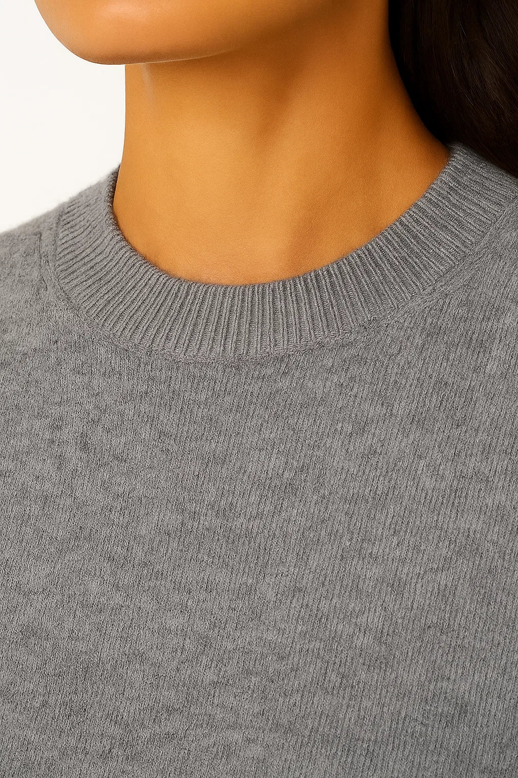 Womens Pullover Sweater Soft Knit Mock Neck Casual Gray 2