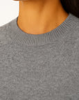 Womens Pullover Sweater Soft Knit Mock Neck Casual Gray 2