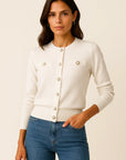 Womens Cardigan Blue Knit Long Sleeve Slim Fit Casual Button Closure 1
