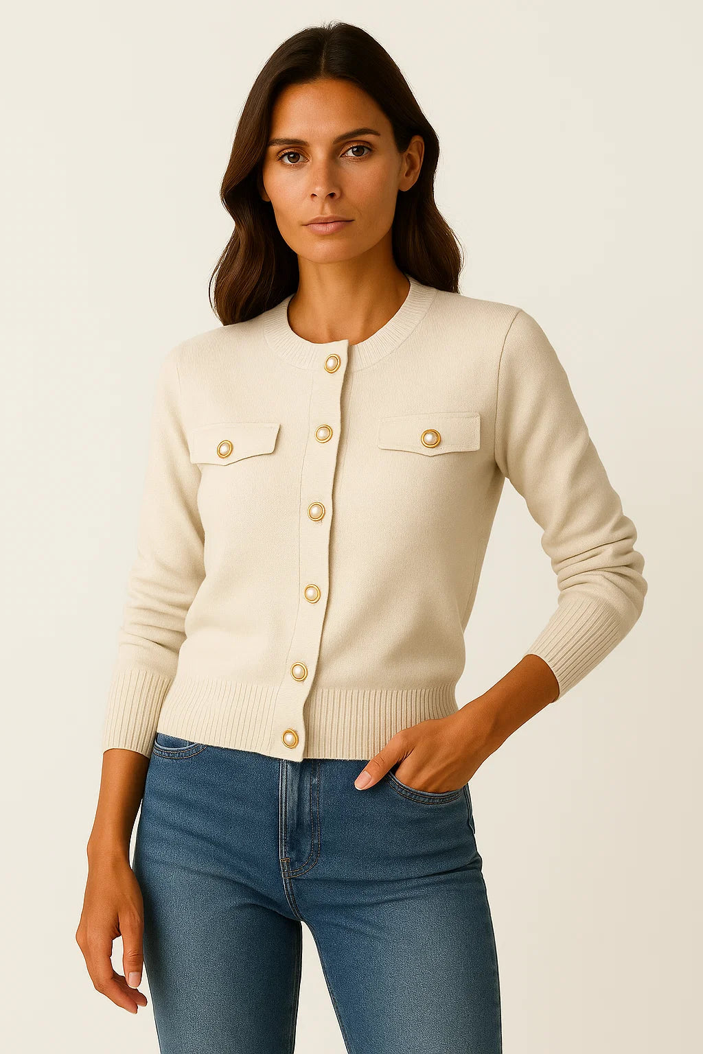 Womens Cardigan Blue Knit Long Sleeve Slim Fit Casual Button Closure 5