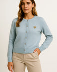 Womens Long Cardigan in Beige Knit with Cartoon Embroidery and Button Closure – Soft Casual Layering Piece for Autumn 8