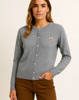 Womens Long Cardigan in Beige Knit with Cartoon Embroidery and Button Closure – Soft Casual Layering Piece for Autumn 4