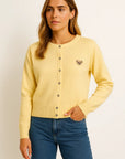 Womens Long Cardigan in Beige Knit with Cartoon Embroidery and Button Closure – Soft Casual Layering Piece for Autumn 5