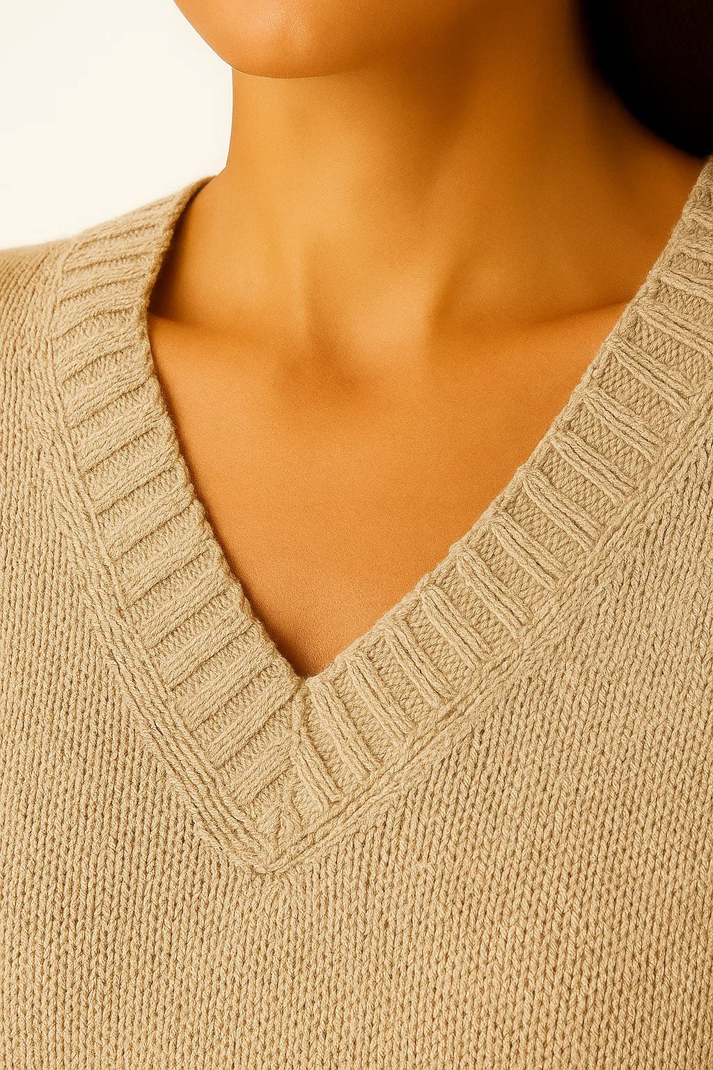Womens Sweater Acrylic V-Neck Medium Stretch Elegant Design 2