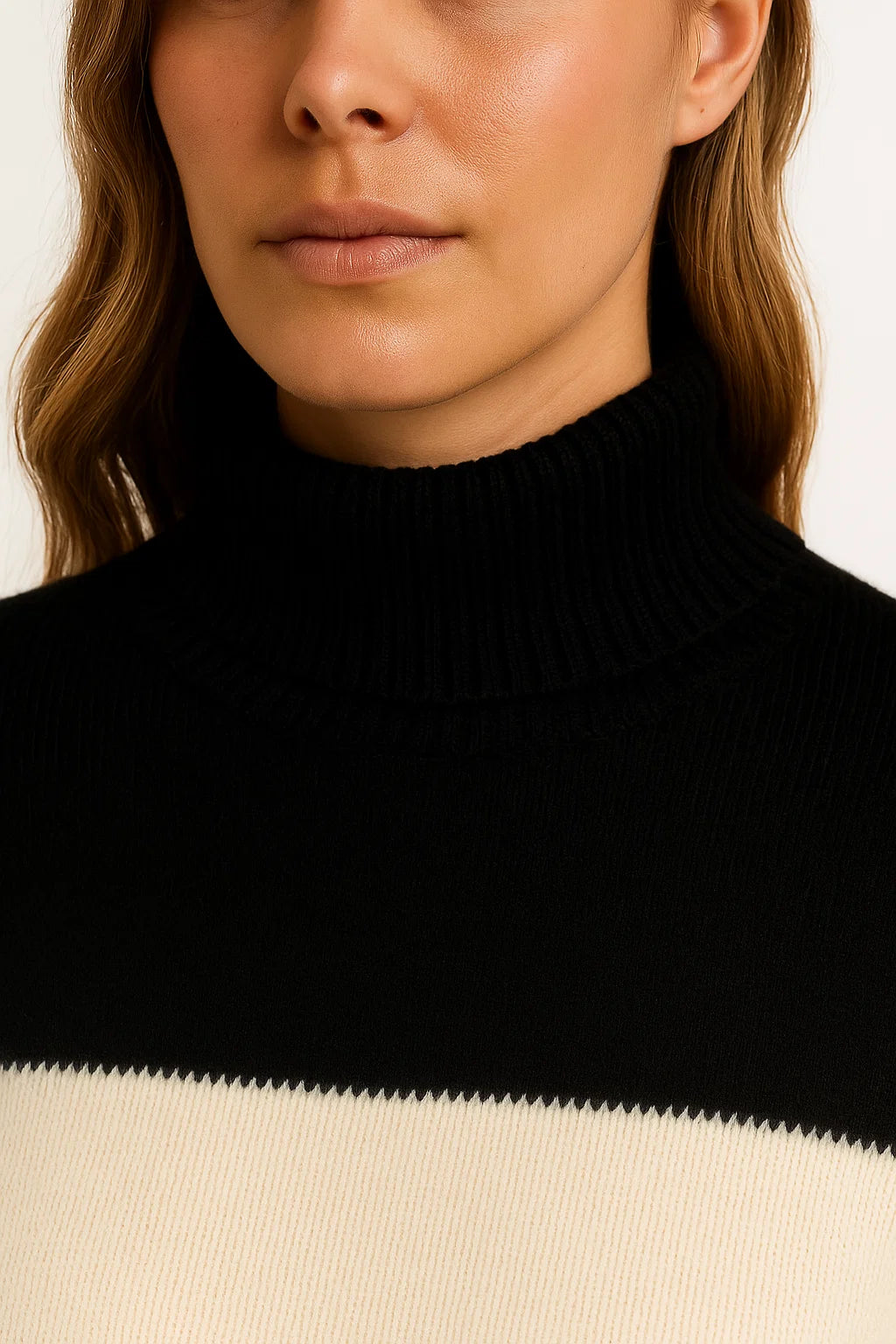 Womens Sweater Color Block Soft Lightweight Casual Versatile Style 2