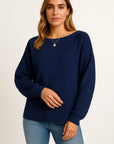 Womens Sweatshirt Gray Batwing Sleeves Boat Neck Casual Top 5