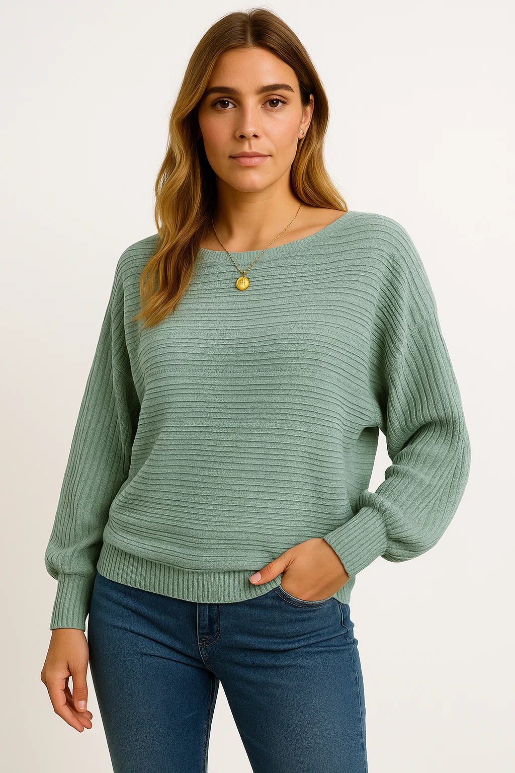 Womens Sweatshirt Gray Batwing Sleeves Boat Neck Casual Top 1