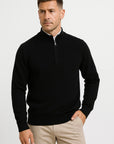 Men's Half Zip Sweater Merino Wool Casual Loose Fit Knitwear