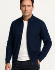 Men's Zip Up Cardigan 100% Merino Wool Thickened Mock Collar Sweater