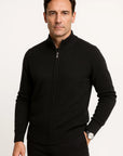 Men's Zip Up Cardigan 100% Merino Wool Thickened Mock Collar Sweater