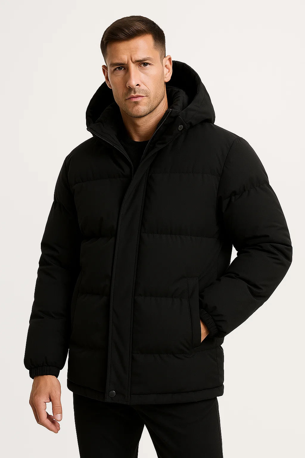 Men&#39;s Winter Jacket Hooded Windproof Casual Loose Fit Parka