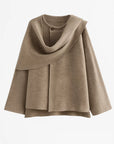 Women's Winter Coat Padded Plush Long Sleeve Asymmetric Scarf Design