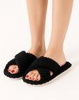 Women's Slippers Corduroy Plush Open Toe Soft Sole
