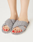 Women's Slippers Corduroy Plush Open Toe Soft Sole
