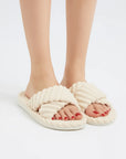 Women's Slippers Corduroy Plush Open Toe Soft Sole