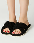 Women's Slippers Corduroy Plush Open Toe Soft Sole