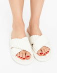 Women's Slippers Corduroy Plush Open Toe Soft Sole