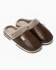 Men's Slippers PU Leather Waterproof Indoor Fur Casual Winter Shoes
