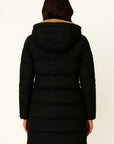 Women's Black Puffer Jacket Insulated Polyester Elegant Design for Fall and Winter
