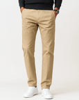 Men's Chino Pants Khaki Cotton Stretch Straight Fit