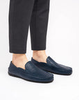 Men's Genuine Leather Loafers Slip-On Boat Shoes in Brown