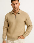 Men's Quarter Zip Sweater Polyester Geometric Design
