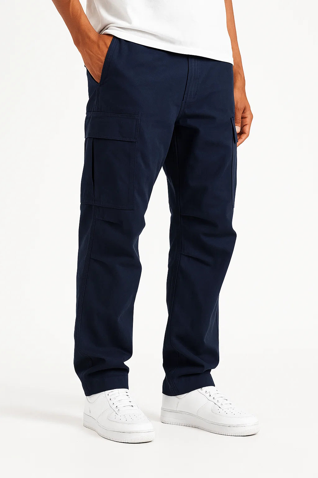 Men&#39;s Overalls Cotton Loose Fit Tactical Pants with Elastic Waist