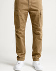 Men's Overalls Cotton Loose Fit Tactical Pants with Elastic Waist