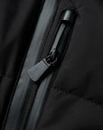 Women's Black Puffer Jacket Water-Resistant Belted Polyester