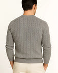 Men's Sweater Wool Cable Knit Close-Fitting Lightweight