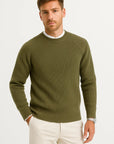 Men's Sweater Merino Wool O-neck Long Sleeve Raglan