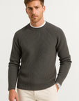Men's Sweater Merino Wool O-neck Long Sleeve Raglan