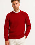 Men's Sweater Merino Wool O-neck Long Sleeve Raglan