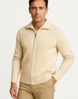 Men's Zip Up Cardigan Merino Wool Stand-Up Collar Zipper Coat