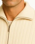 Men's Zip Up Cardigan Merino Wool Stand-Up Collar Zipper Coat