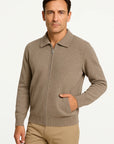 Men's Zip Up Cardigan Merino Wool Polo Collar Autumn Winter