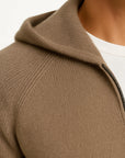 Men's Cardigan Merino Wool Hooded Thick Knit Jacket