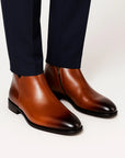 Men's Chelsea Boots Leather Smooth Cowhide Zip Design