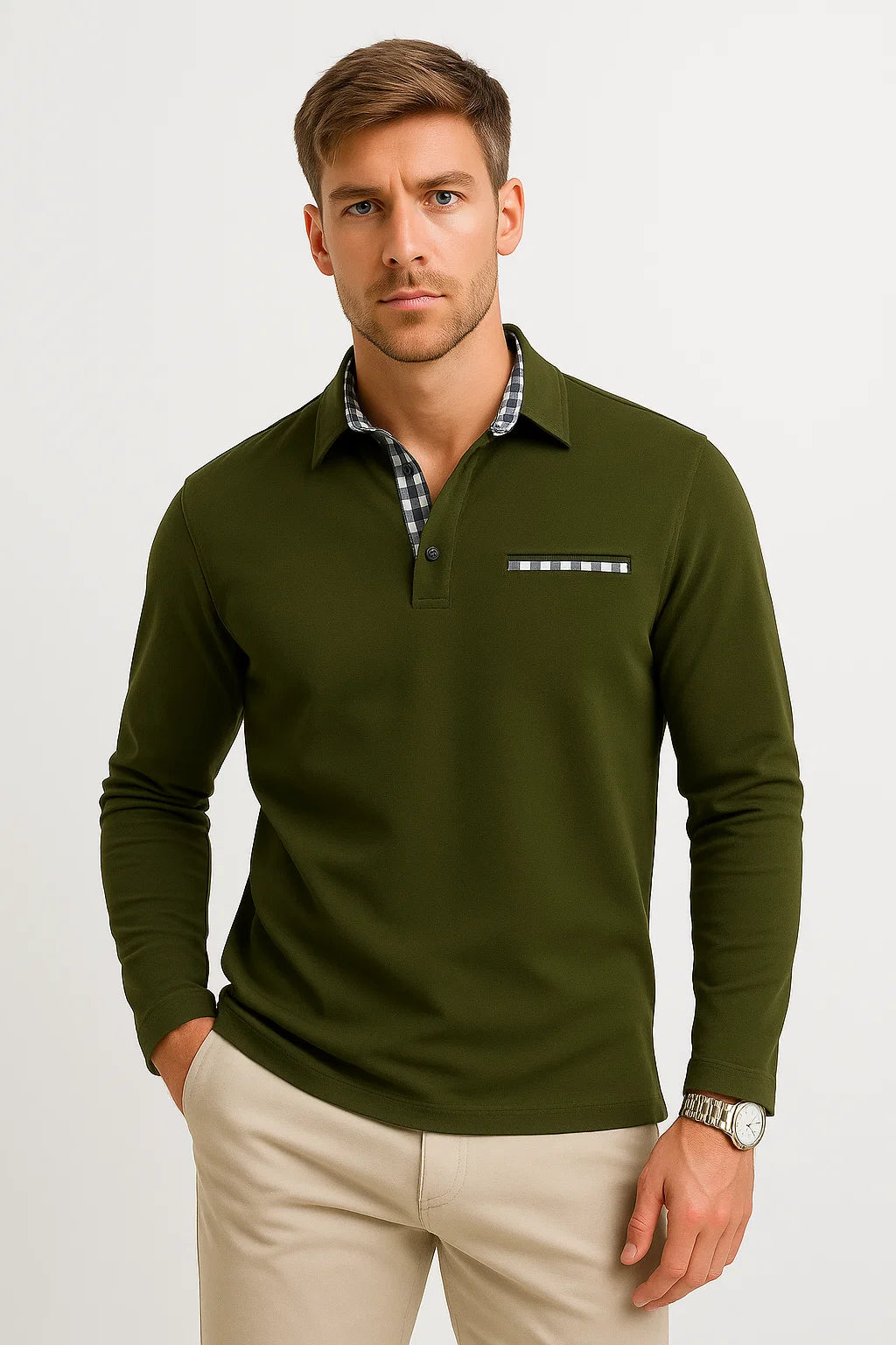 Men&#39;s Long Sleeve Polo Shirt Cotton Blend