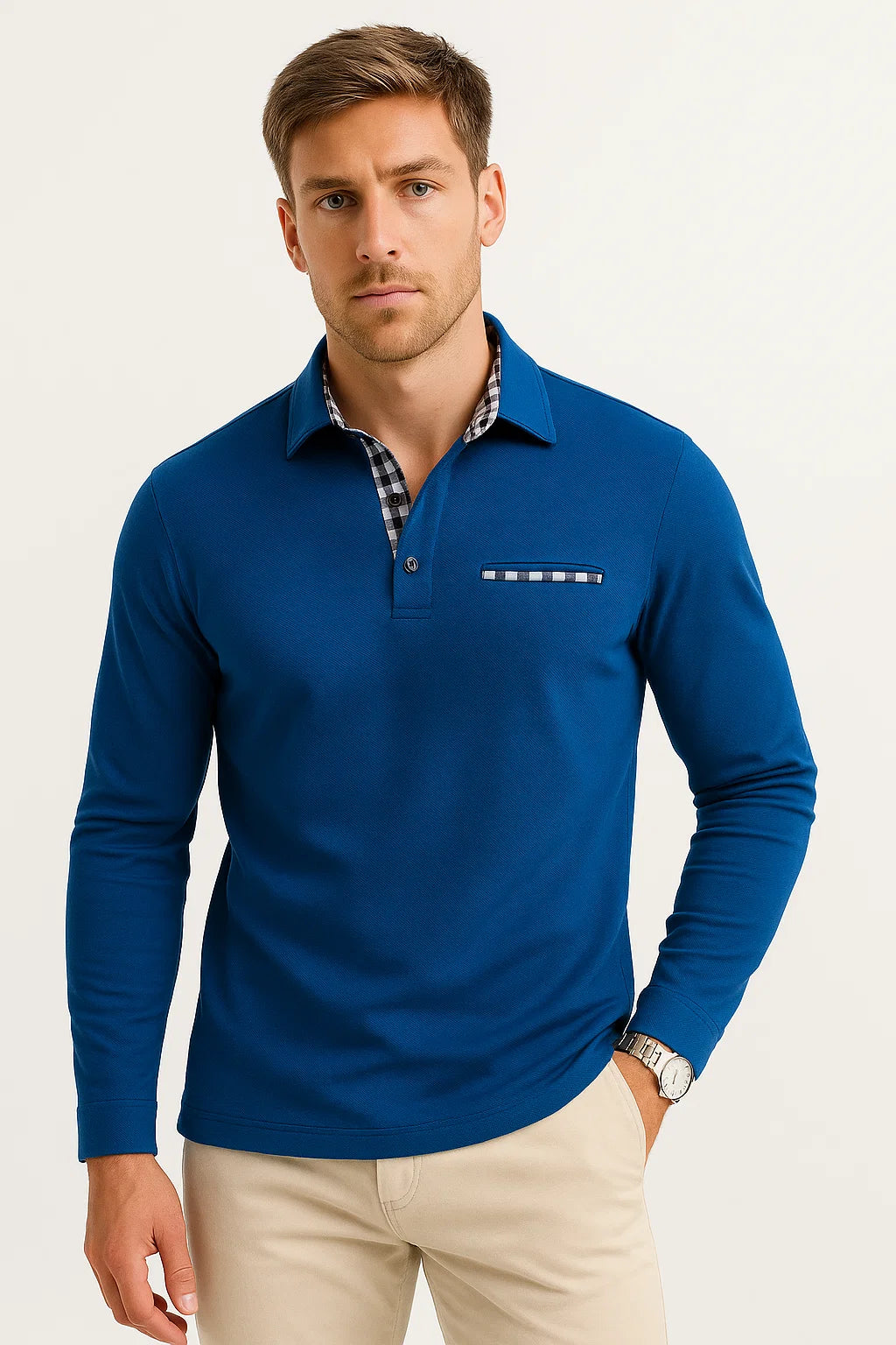 Men&#39;s Long Sleeve Polo Shirt Cotton Blend