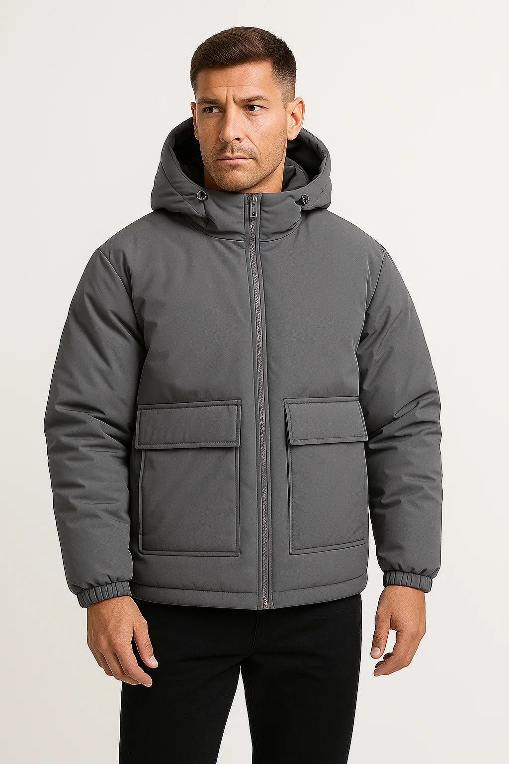 Men&#39;s Winter Jacket Quilted Hooded Padded Oversized
