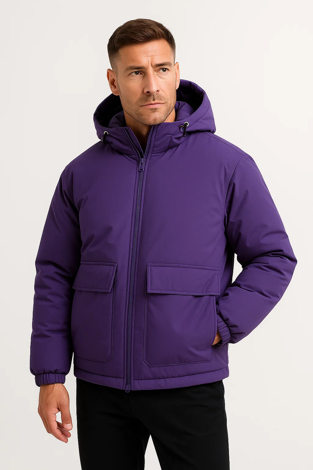 Men&#39;s Winter Jacket Quilted Hooded Padded Oversized